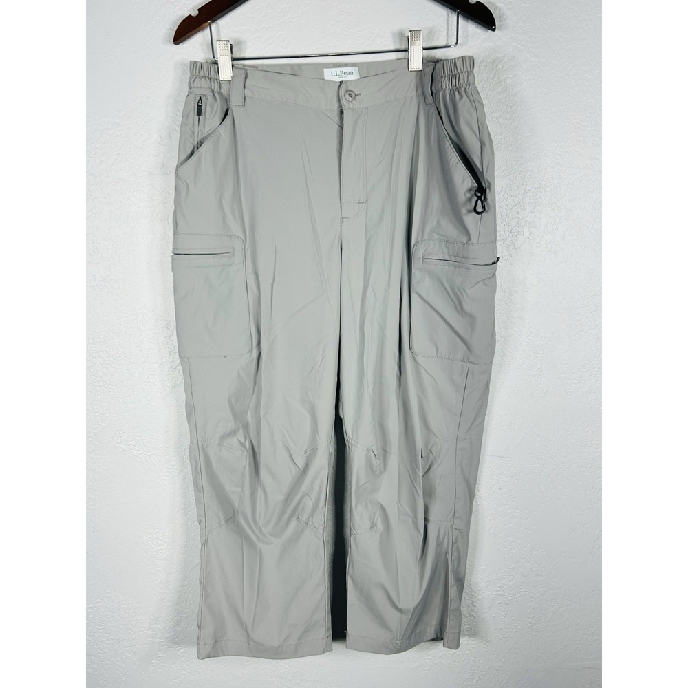 LL Bean Vista Camp Pants Womens Medium Regular Gray Hiking Cargo Crop 21 Inseam